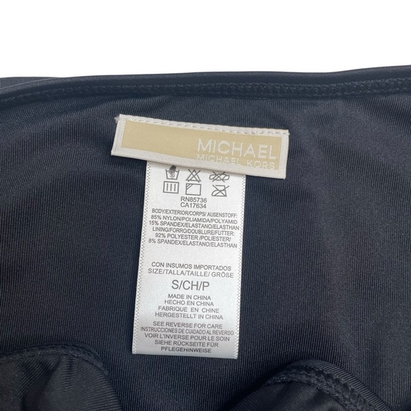 MICHAEL Michael Kors High Leg Bikini Bottom Solid Black Size Small New NWT - Picture 4 of 5